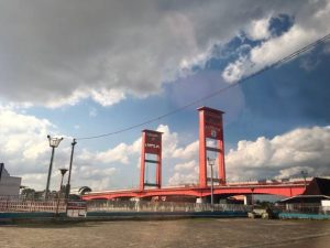 Ampera Bridge View, the landmark of Palembang City, Indonesia