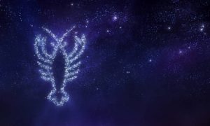 Cancer zodiac sign on space background