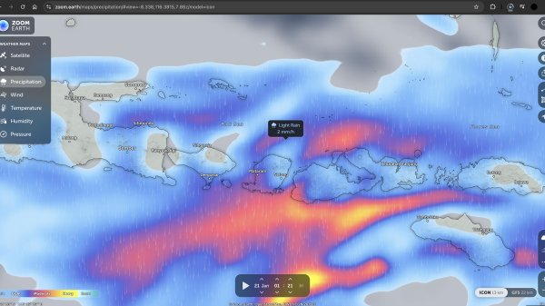 Ramalan Cuaca NTB 21 Januari 2026. Foto: Dok. Zoom Earth