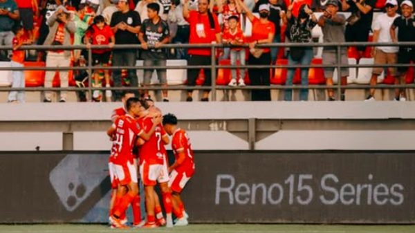 Selebrasi pemain Bali United usai bobol gawang Semen Padang. (Dok Bali United)