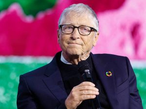 Pendiri Microsoft Bill Gates berbicara selama acara Goalkeepers global pertama Gates Foundation di negara negara Nordik yang diadakan di Stockholm Swedia pada 22 Januari 2026 Foto oleh Stefan Jerrevang  TT News Agency  AFP via Getty Images  Sweden OUT