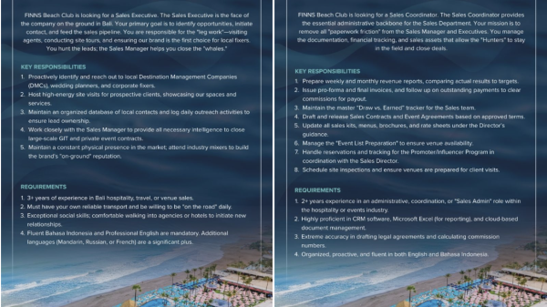 Lowongan Kerja FINNS Beach Club Bali