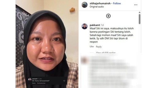Kreator konten Instagram sitihajarhumairoh mempermasalahkan komentar seorang kepsek di Jembrana Bali hingga viral di medsos Foto tangkapan layar Instagram
