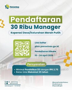 Lowongan kerja Koperasi Desa 30 ribu manager