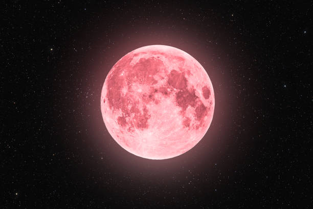 Blue super moon isolated on black background